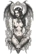 gothic nude succubus anjo tattoo design idea