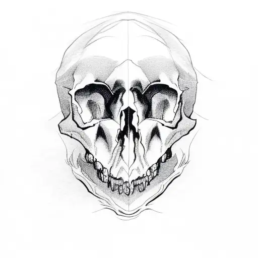 bear skull on fire tattoo design idea