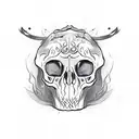 bear skull on fire tattoo design idea