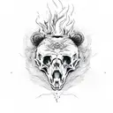 bear skull on fire tattoo design idea