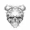 bear skull on fire tattoo design idea
