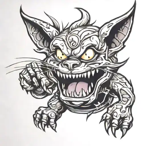 cat monster  tattoo design idea