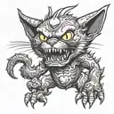 cat monster  tattoo design idea