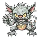 cat monster  tattoo design idea