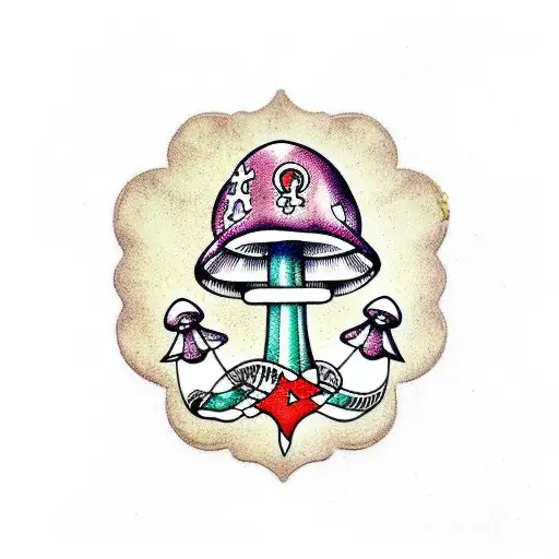 mushroom anchor tattoo design idea