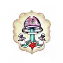 mushroom anchor tattoo design idea