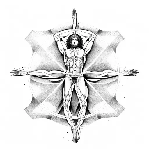 conteporamiun vitruvian man tattoo design idea