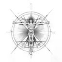 contemporary vitruvian man tattoo design idea