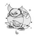 studio ghibli style cute bat tattoo design idea