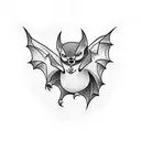 studio ghibli style cute bat tattoo design idea