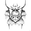 studio ghibli style cute bat tattoo design idea