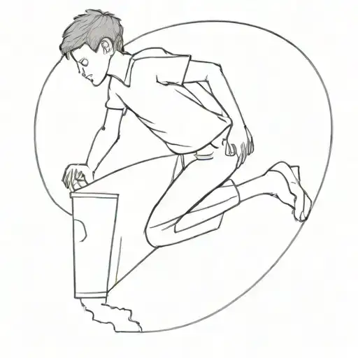 A young boy struggling to get up a step, into a shoulder piece that represents chasing your zenith - the best you can be tattoo design idea