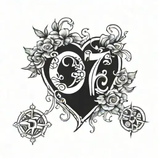 need to have 224 number in it and a hearts line with the number 224 in the middles and a heart each side of the line  tattoo design idea