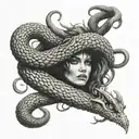 A Medusa snake head tattoo with a dark and eerie twist inspired by horror movies tattoo design idea