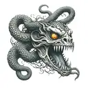 A Medusa snake head tattoo with a dark and eerie twist inspired by horror movies tattoo design idea