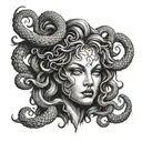 A Medusa head tattoo with a dark and eerie twist inspired by horror movies tattoo design idea