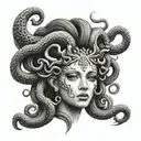 A Medusa head tattoo with a dark and eerie twist inspired by horror movies tattoo design idea
