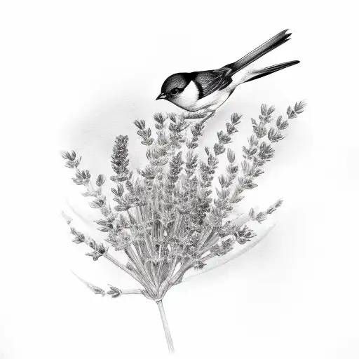 Lavender belladonna bird tattoo design idea