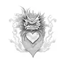 tattoo beginning with a heart and a sakura on the chest going over to a koifish and a dragon over the shoulder, triceps  tattoo design idea