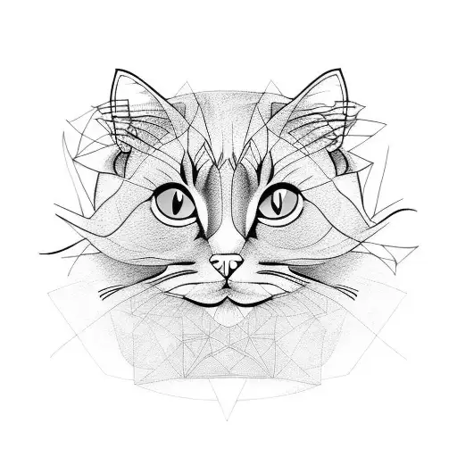 cats with lines abstract tattoo design idea