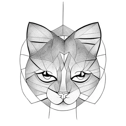 cats with lines tattoo design idea