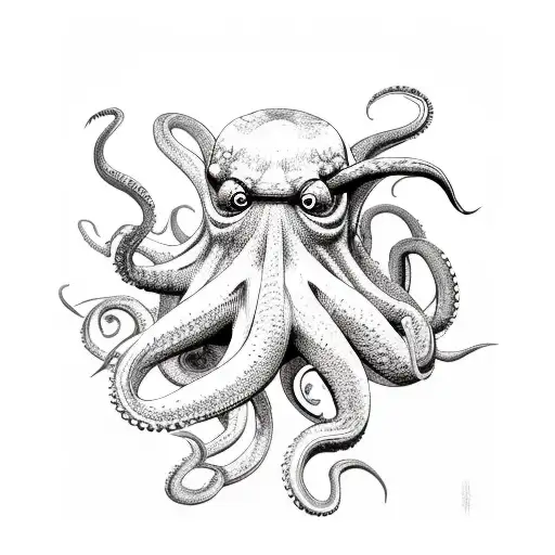 demonic morph of octopus and duck  tattoo design idea