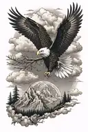 I want a cross with clouds, mountains, and an eagle flying in the sky along with a Philippians 4:13 verse tattoo design idea