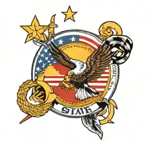 combines elements from the New Mexico state flag and the United States Marine Corps emblem  tattoo design idea