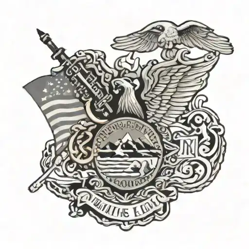 combines elements from the New Mexico state flag and the United States Marine Corps emblem  tattoo design idea
