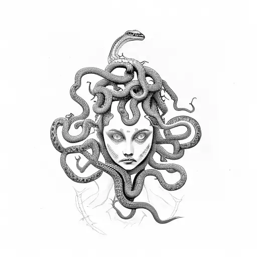 Medusa head plants intertwined with snakes  tattoo design idea