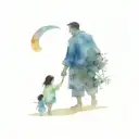 turkish father, chinese mother ,with mixed 7 years old daughter and 3 years old son combine with moon and a big tree tattoo design idea