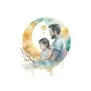 turkish father, chinese mother ,with mixed 7 years old daughter and 3 years old son combine with moon and a big tree tattoo design idea