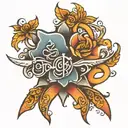 "present" in hindi text tattoo design idea