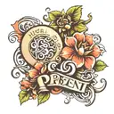 "present" in hindi text tattoo design idea
