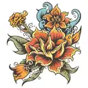 "present" in hindi text tattoo design idea