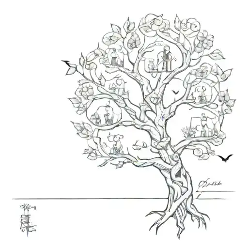 joint family tree intertwined tattoo design idea
