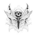 skull butterfly with dagger behind the middle of it tattoo design idea