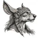 viking wolf head woman tattoo design idea