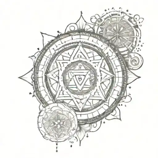 traveller and seven chakra symbol surrounded tattoo design idea