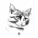 Cat butterfly tattoo design idea