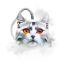 white and grey cat tattoo design idea