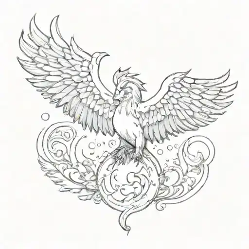 phoenix holding a semicolon  tattoo design idea