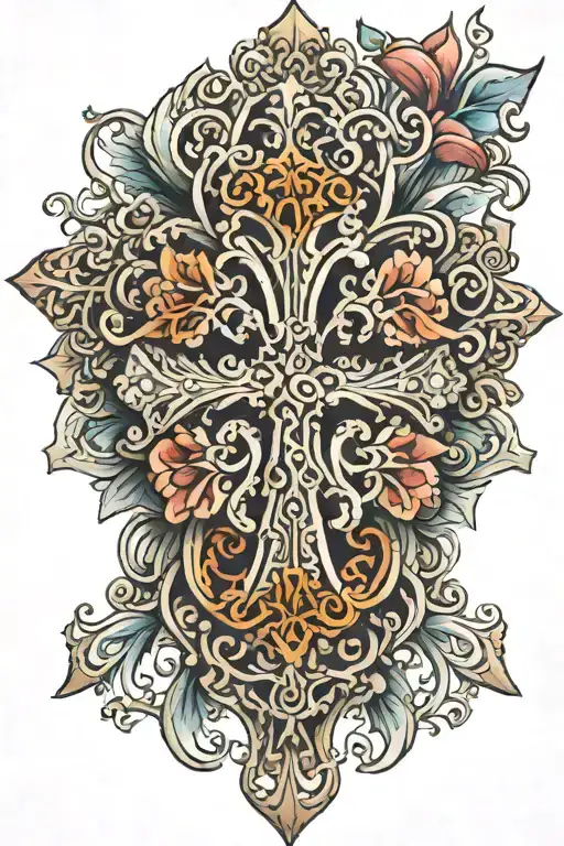 filigree cross tattoo design idea