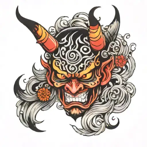 japanese devil mask tattoo design idea
