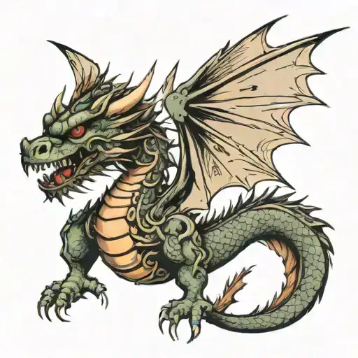 a dragon with wings that climbs up and tears the skin tattoo design idea