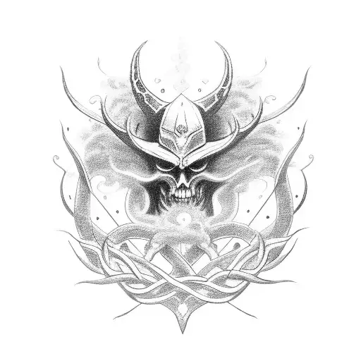 Elden Ring inspired tattoo featuring intricate gaming symbols intertwined with smoke and weed leaves tattoo design idea