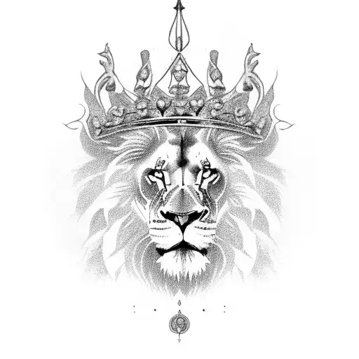 A regal lion wearing a crown, surrounded by gaming controllers and smoke clouds, with a subtle nod to Elden Ring tattoo design idea