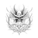 Elden Ring inspired tattoo featuring intricate gaming symbols intertwined with smoke and weed leaves tattoo design idea