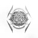 Elden Ring inspired tattoo featuring intricate gaming symbols intertwined with smoke and weed leaves tattoo design idea