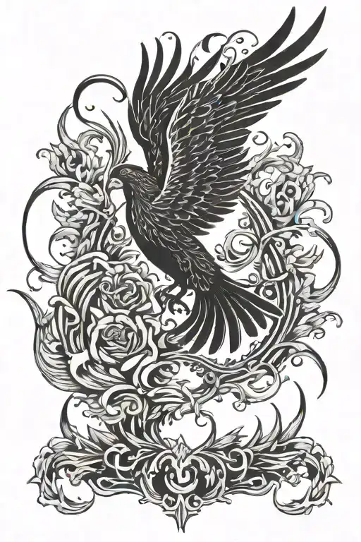 phoenix rise again depression thoughts and suicide survivors tattoo design idea
